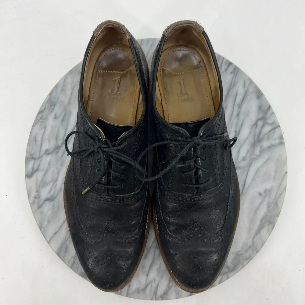 J Shoes Oxford Men 11 Black Charlie Plus Wingtip Drizzle Leather Brogue Business